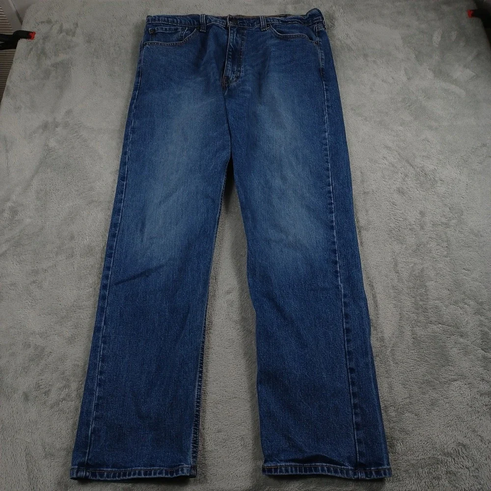 Levis 505 Jeans Mens 38x32 Blue Denim‎ Distressed Straight Modern Casual